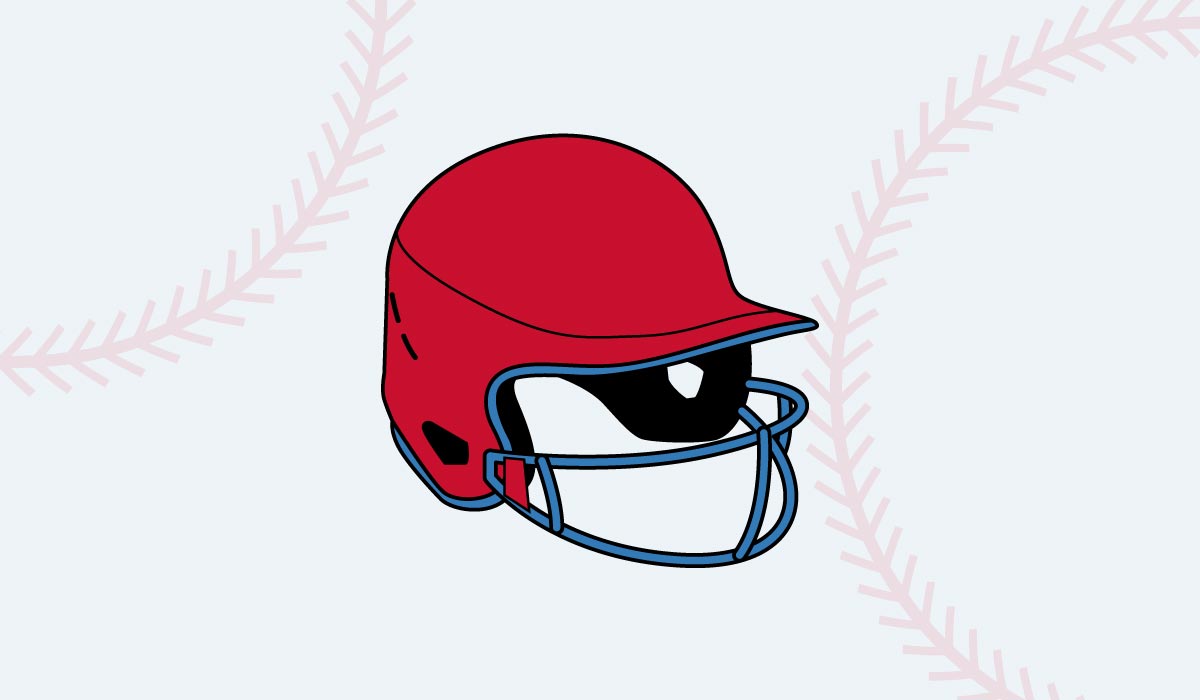 Drawing of a baseball batting helmet
