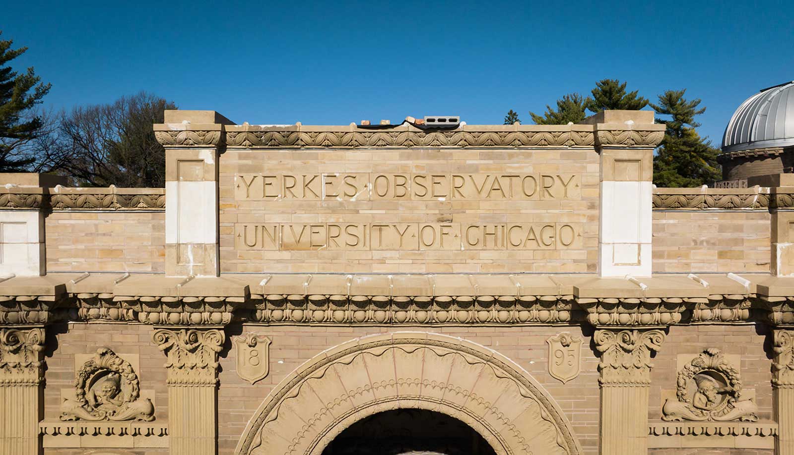 Yerkes Observatory main building entrance featuring University of Chicago