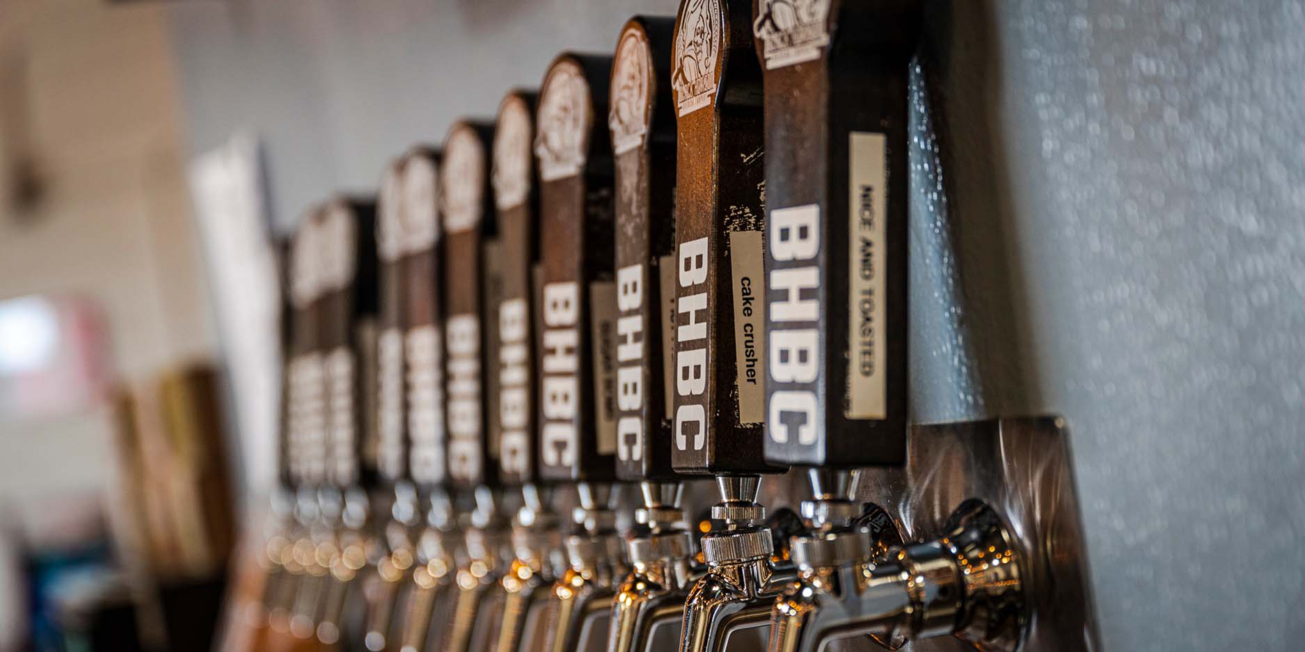 Row of draft beer handles
