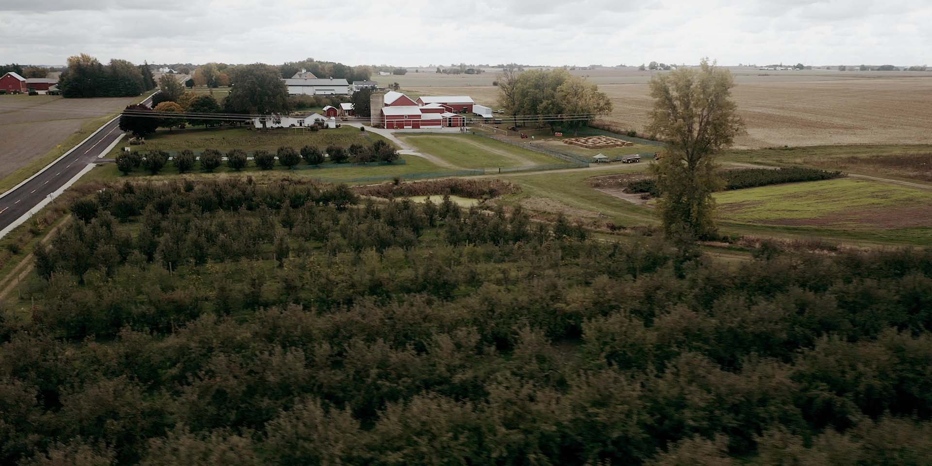 Aerial view of Honey Hill Orchard