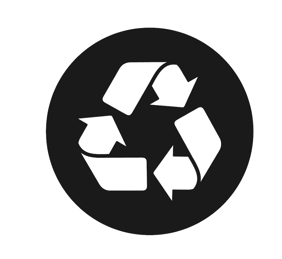 Reversed Recycling Symbol in Circle