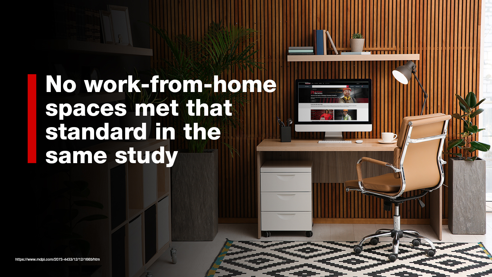 No work from home spaces met that same standard in the study