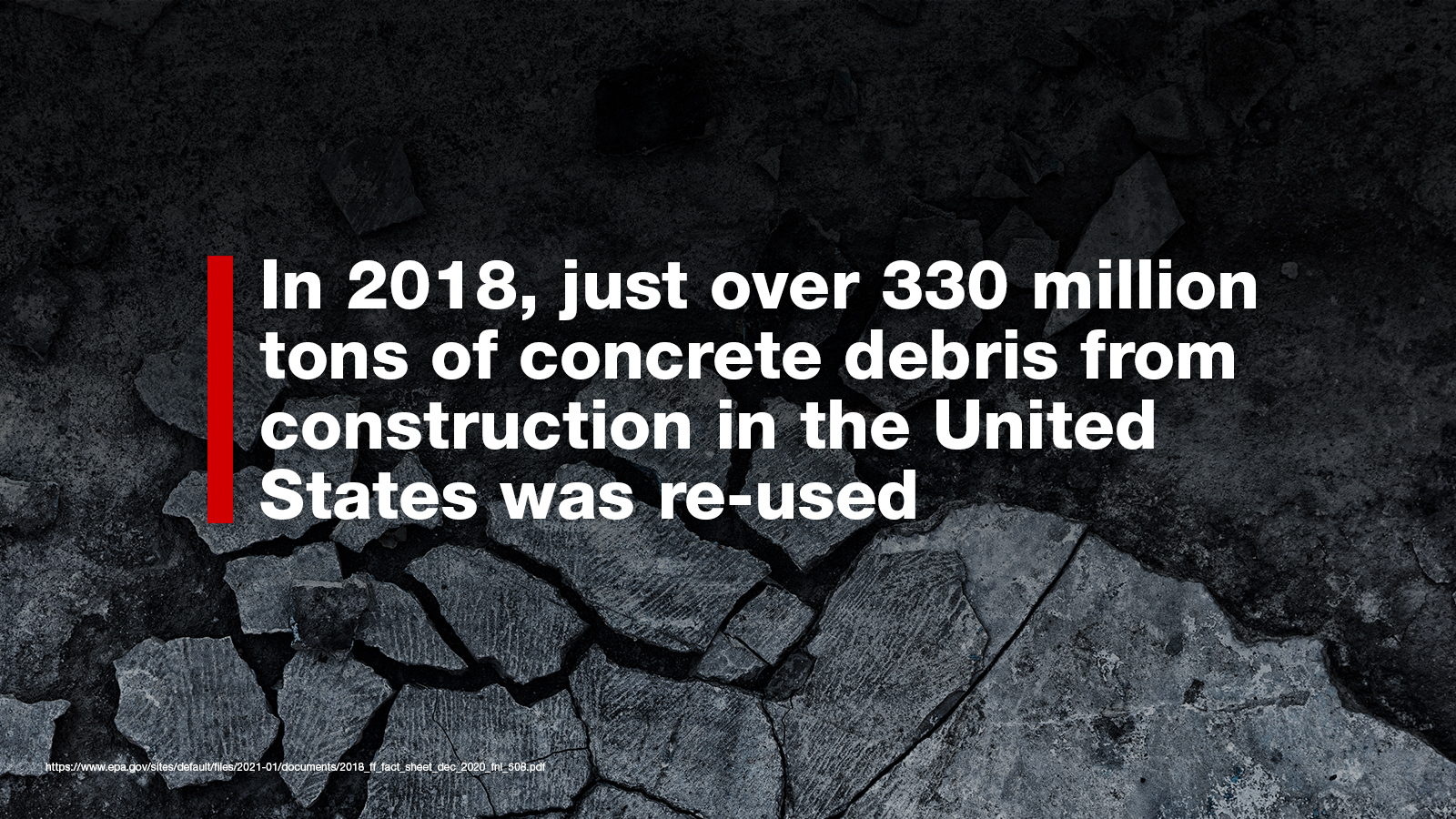 In 2018, just over 330 million tons of concrete debris from construction was re-used