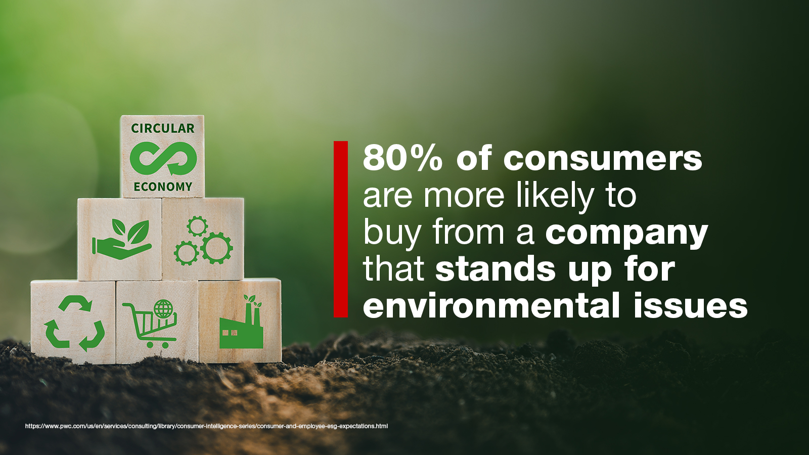 80% of consumers are more likely to buy from a company standing up for environmental issues