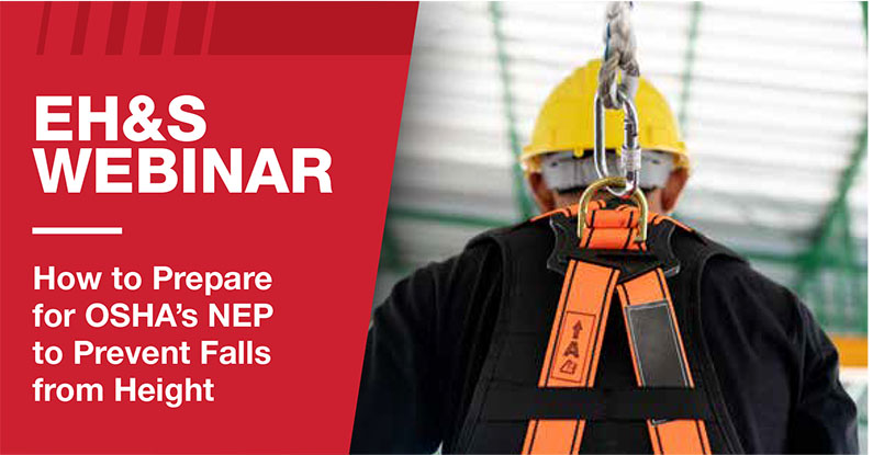 Promotional flier for safety webinar about falls from heights